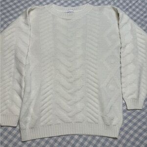 Avon Cream Crew Neck Sweater with Textured Knit
